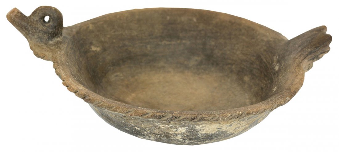10 5/8" Cat Serpent Rim Effigy Bowl. AR. Highly: 10 5/8" Cat Serpent Rim Effigy Bowl. AR. Highly detailed. Glued from 2 large sections. Ex-Kevin Pipes