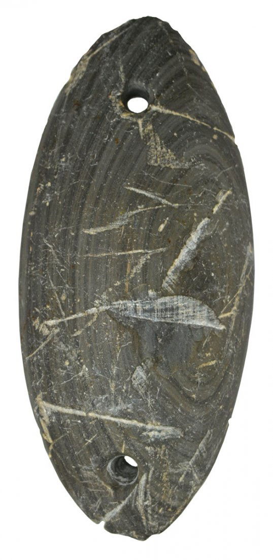 4 1/2" Adena Elliptical Gorget.  Jay Co, IN.  Banded (1 of 2)