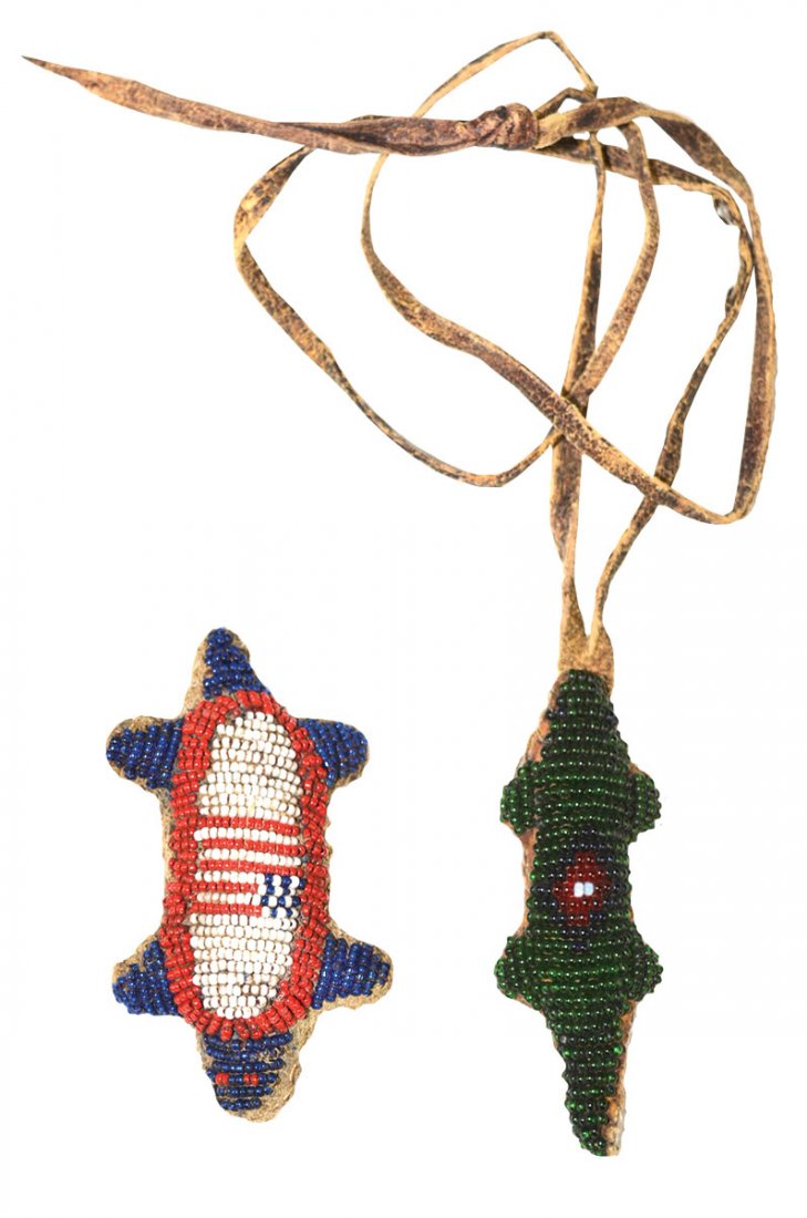 2 Beaded Fetish Effigies.  2 7/8".  Fully beaded backs (1 of 2)