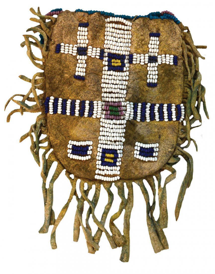 3 3/8" (bag only) Arapaho Beaded Bag.  Older example (1 of 2)