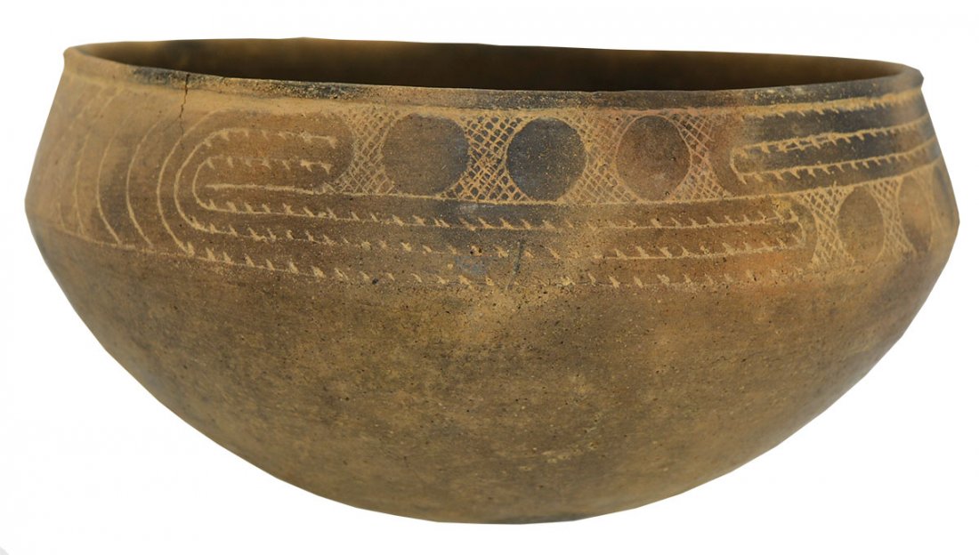 7" D. Hodges Engraved Bowl. Clark Co, AR. Pristine,: 7" D. Hodges Engraved Bowl. Clark Co, AR. Pristine, thin walled example with detailed engraving. Ex-Kevin Pipes