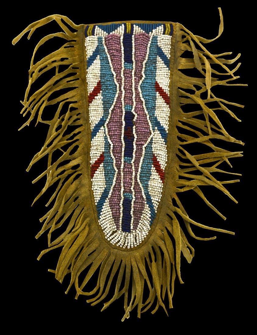 8" (without fringe) Beaded Sheath.  Circa 1940's.  Full (1 of 2)