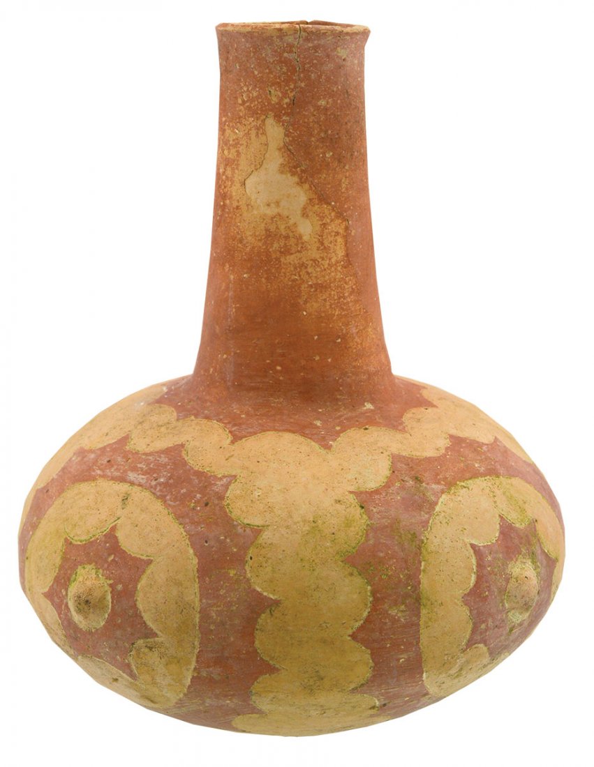 Rare 8 1/2" H. Starburst Red on Buff Waterbottle.  AR. (1 of 3)