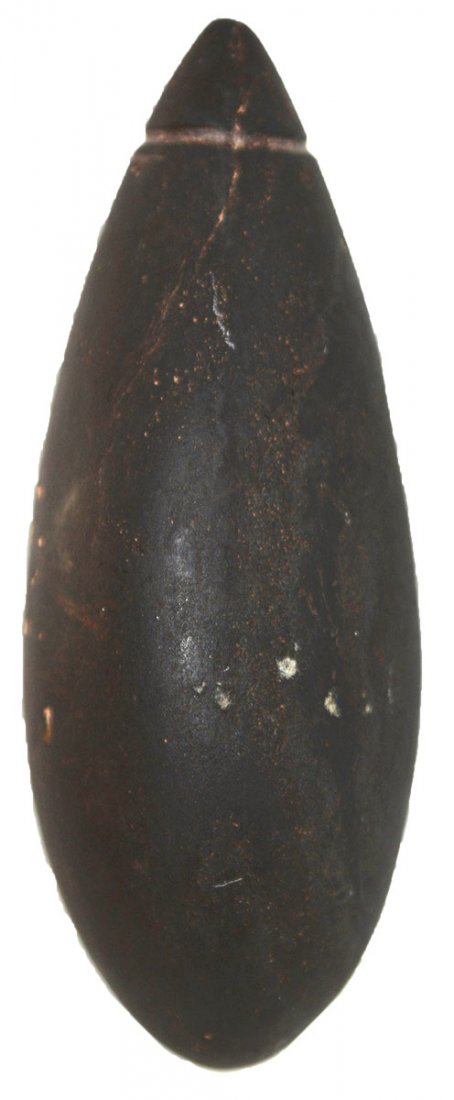 2 7/8" Grooved Hematite Plummet.  MO.  G10 example. (1 of 3)