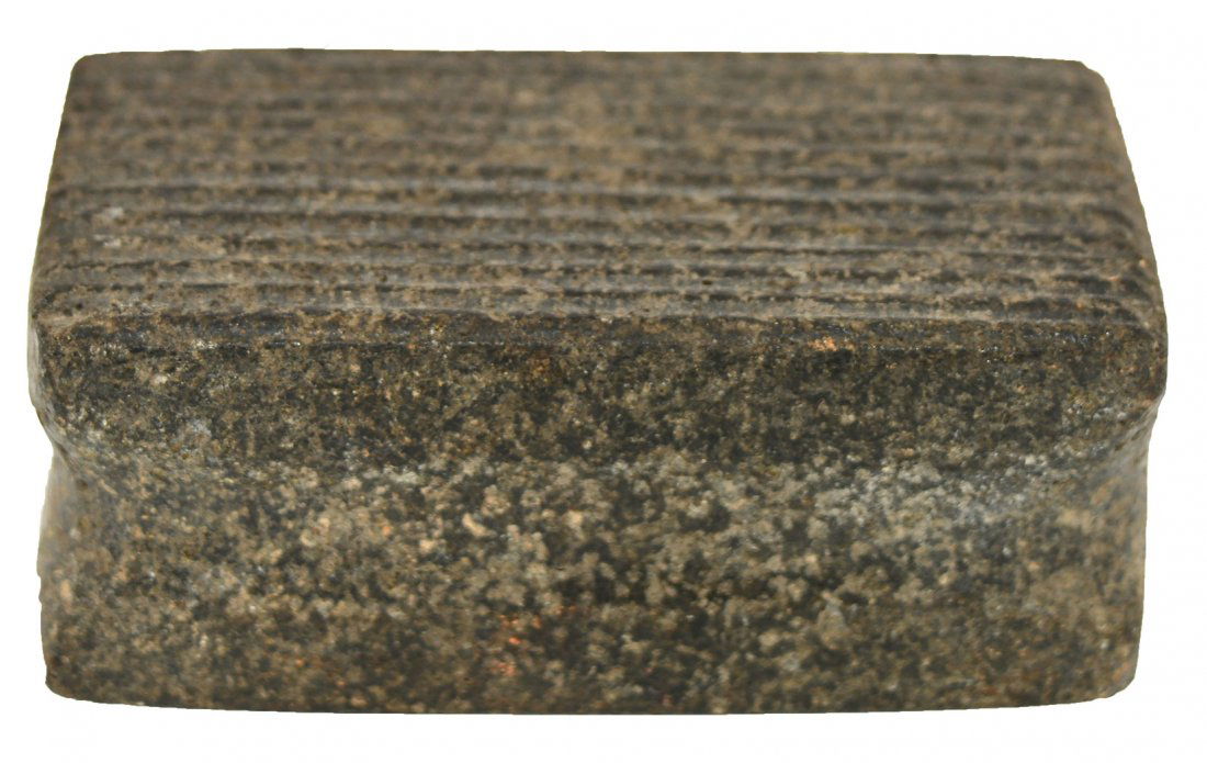 3 1/4" Incised Stone.  Central America.  Dense black (1 of 2)