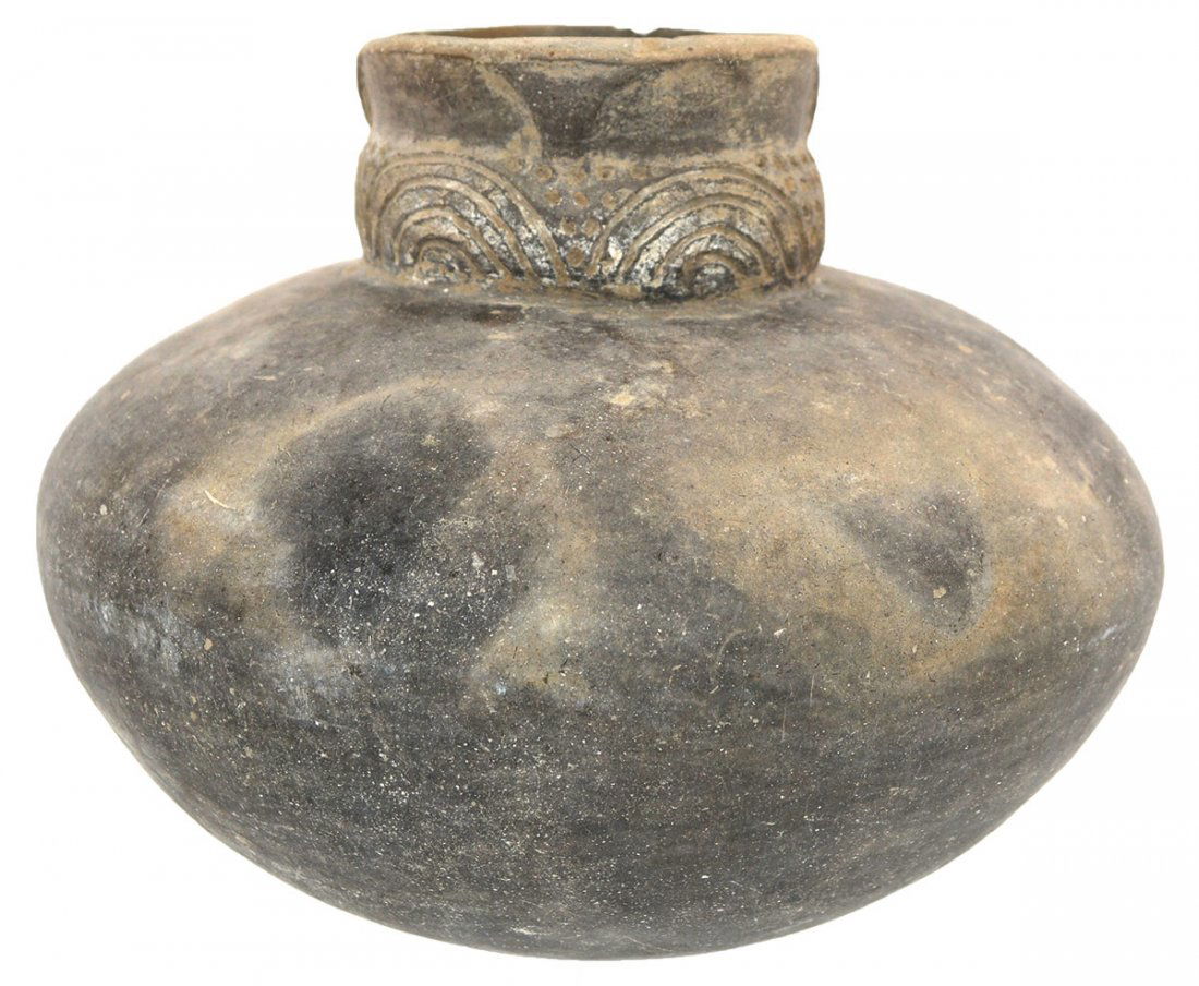 8 1/2" D.  Campbell Incised Compound Jar.  Campbell (1 of 3)