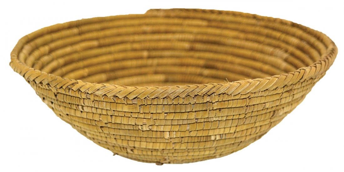 7 5/8" D. Native American Coiled Mission Basket. (1 of 2)