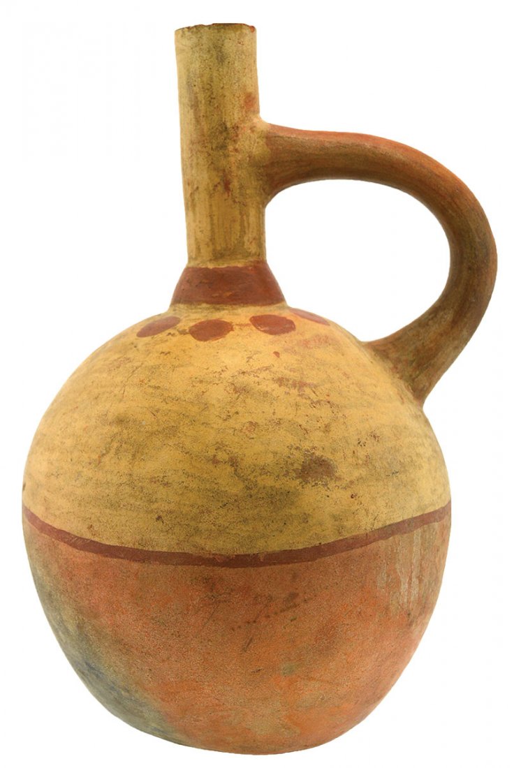 9 3/16" Pre-Columbian Moche Waterbottle.  Peru.  Large (1 of 2)