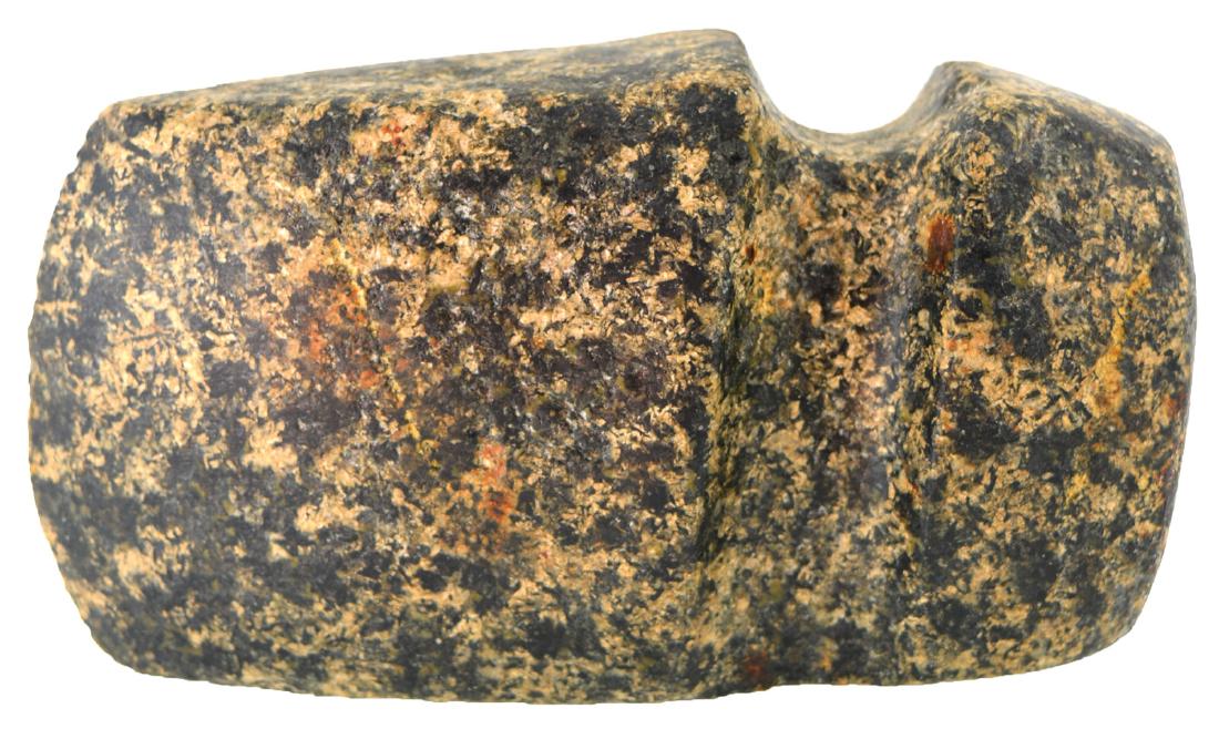 5" 3/4 Groove Axe. Madison Co, IL. Very fine: 5" 3/4 Groove Axe. Madison Co, IL. Very fine condition, has been lightly oiled. Vivid black and white granite. G10