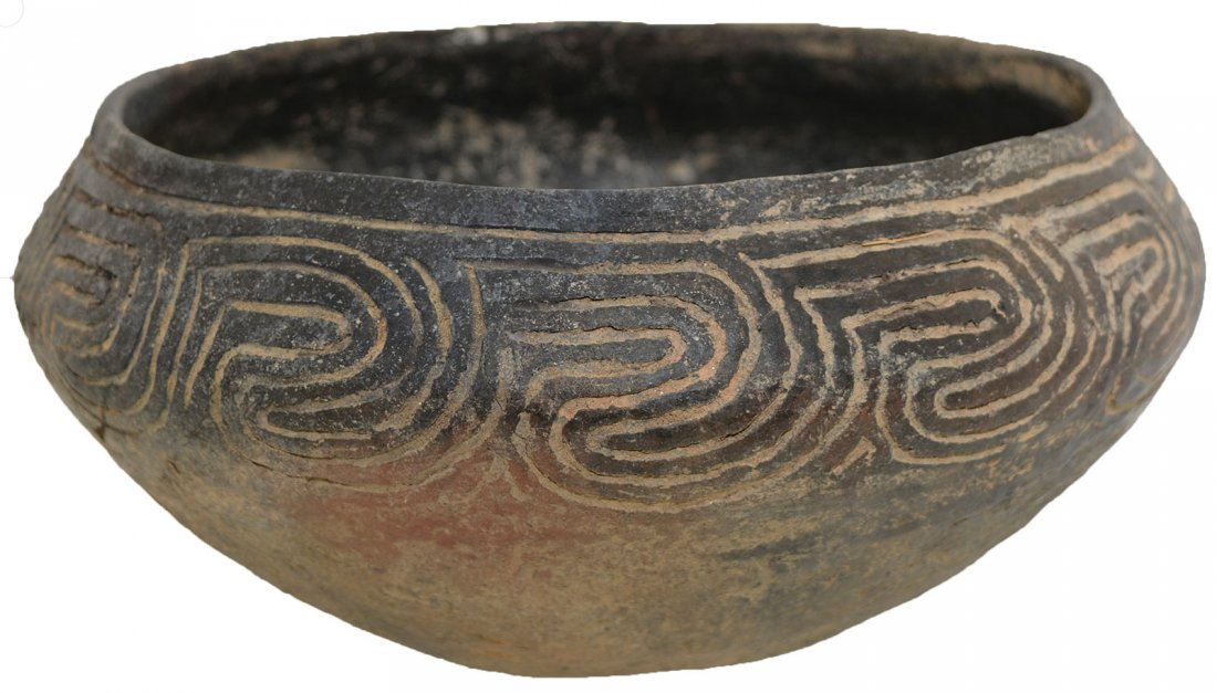 7 1/4" Three Line Engraved Bowl.  Polk Co, TN.  Glued (1 of 4)