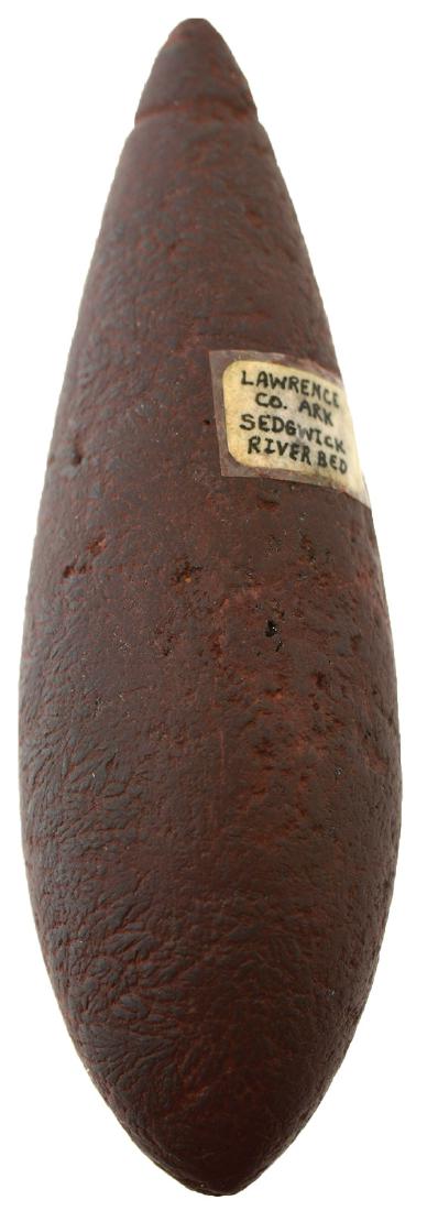 3 3/8" Grooved Hematite Plummet.  Lawrence Co, AR (1 of 2)