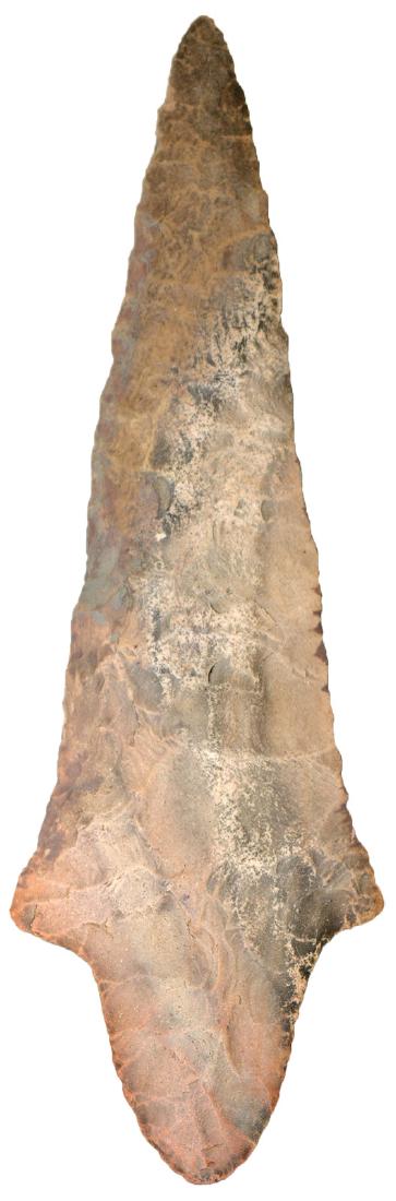 5 7/8" Dickson.  Adams Co, IL.  Reddish swirled chert. (1 of 3)