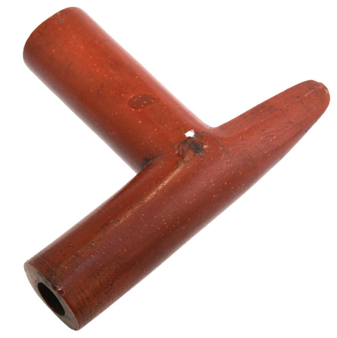 4 5/8" Historic Catlinite T-Pipe.  Ex-Kevin Pipes (1 of 2)