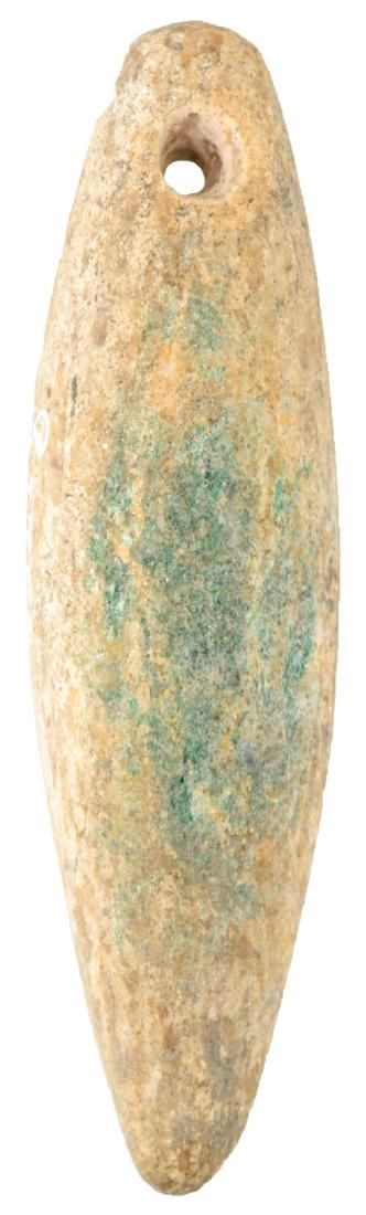4 1/8" Drilled Charmstone.  Northern CA.  Greenish (1 of 3)