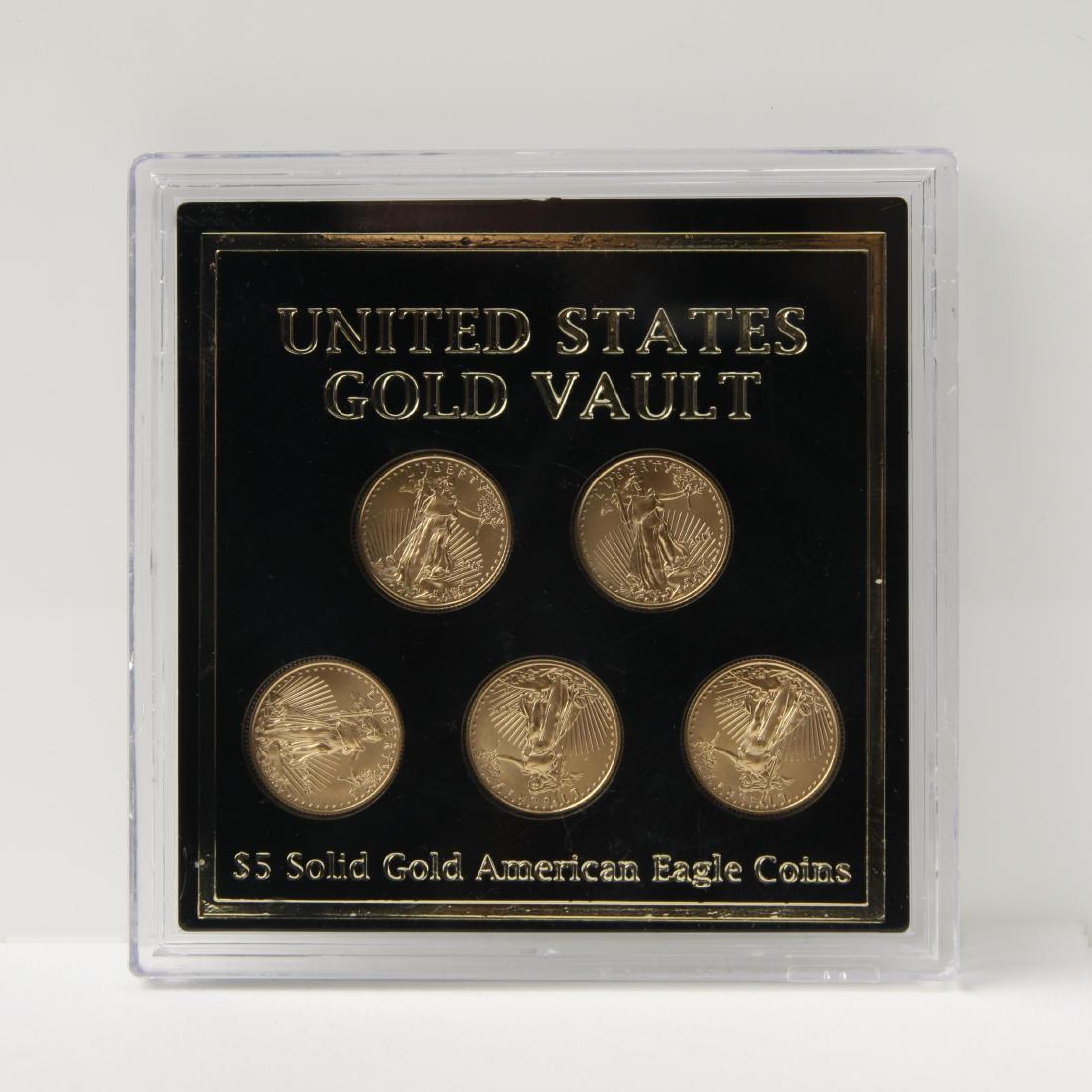 SET OF FIVE $5 GOLD AMERICAN EAGLE COINS