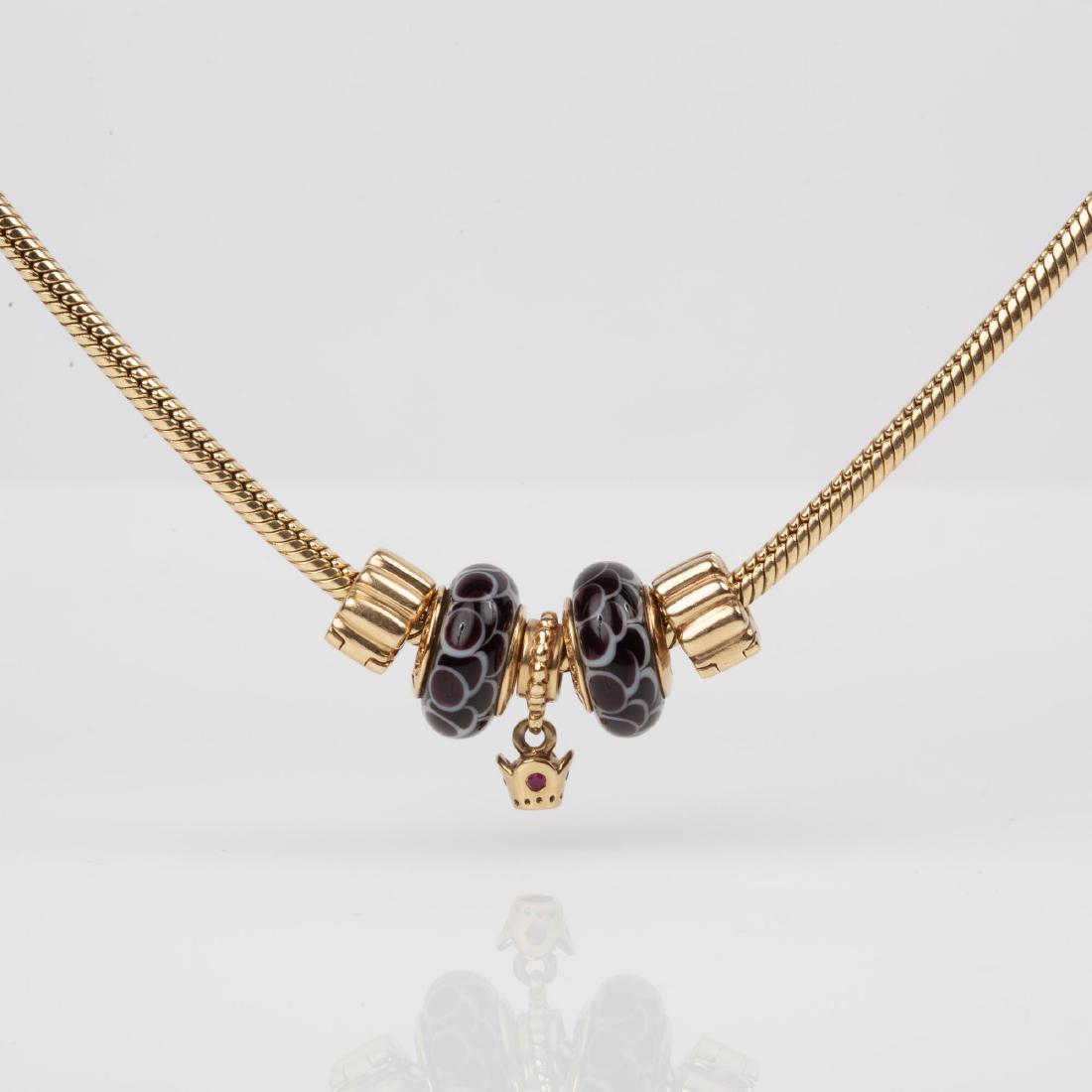 Pandora 14K Necklace with Retired 14k & Murano Charms (1 of 7)