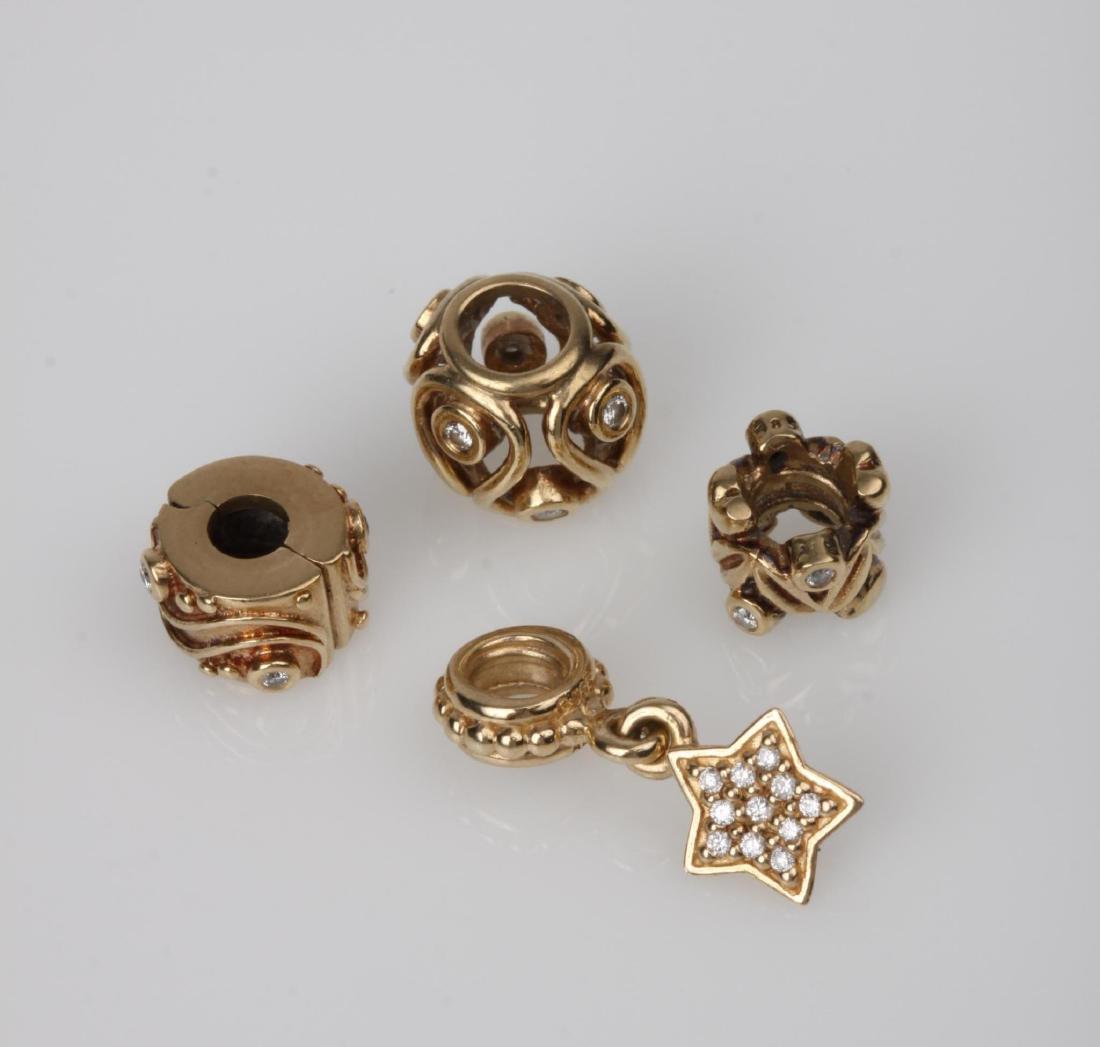 Pandora 14k Diamond Retired Charms Lot Of Four