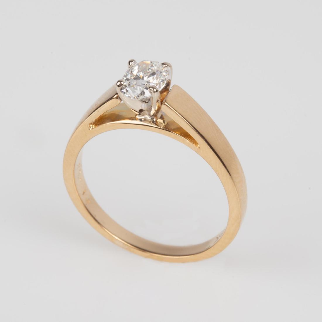 18K Cathedral Oval Diamond Ring .58 Carat SI1/F By (1 of 8)