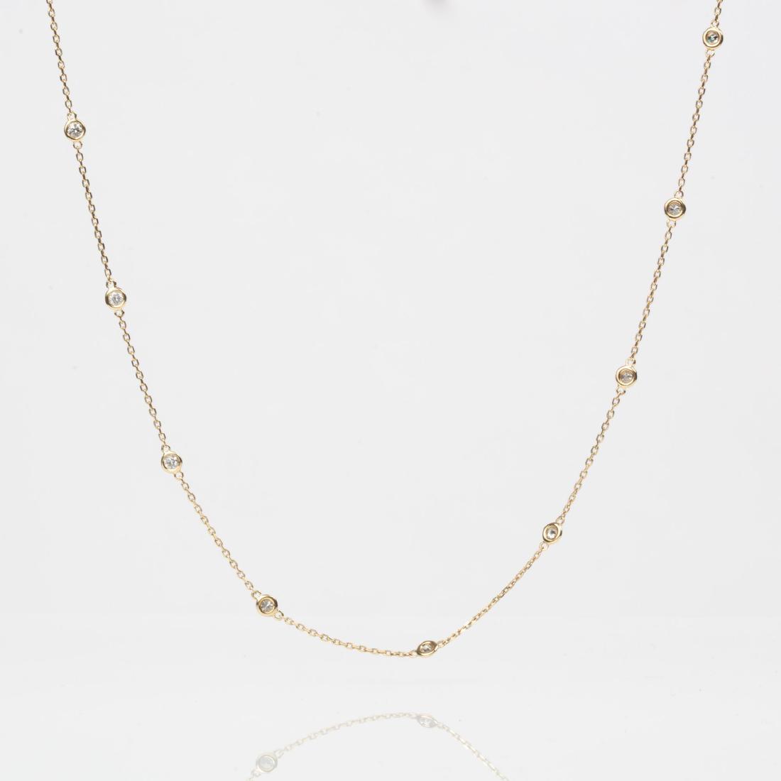 14K Diamond Station Necklace 2.0ctw, 36" Long (1 of 7)