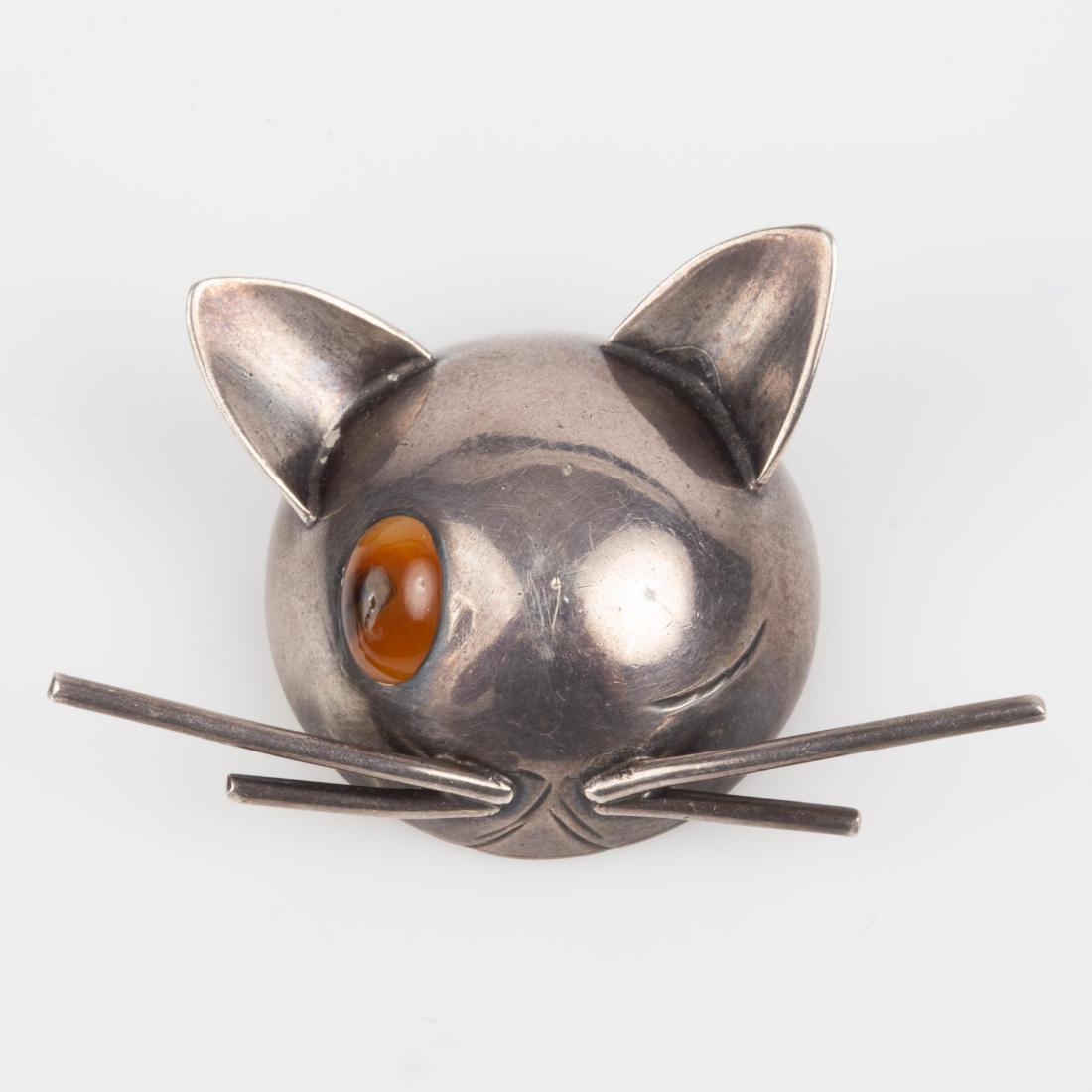 JoPol Georg Jensen Modern Sterling Winking Cat Brooch (1 of 6)