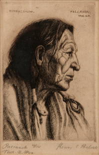 Henry C. Balink Pencil-Signed Etching, Chief Paccaneh: Henry Cornelius Balink (New Mexico, 1882-1963) Paccaneh, Taos N.M. Etching on paper 6" x 4", Edition of 50 A pencil-signed portrait of Chief Paccaneh of the Taos Tribe, New Mexico. Numbered