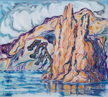 Original Birger Sandzen Watercolor, Moab Utah: Birger Sandzen (Swedish-American, 1871-1954) Untitled (Colorado River, Moab, Utah), early 1930s Watercolor on paper 8 3/4" x 9 7/8" A stunning view of the unique Colorado River landscape near