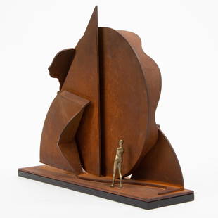 Ernest Tino Trova 'Profile Canto' Sculpture: Ernest Tino Trova (American, 1927-2009) Profile Canto (Falling Man), 1974 Cor-Ten steel and bronze Edition of 125 St. Louis-based artist Ernest Tino Trova was known for his series of