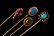 Group of 12 Gold and Gemstone Stick Pins, 10K & 14K - 4