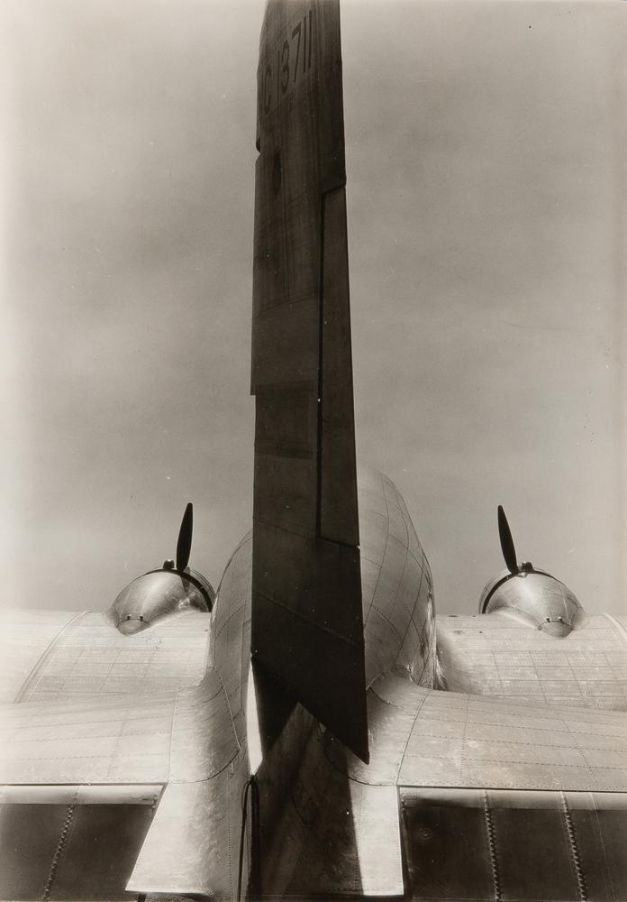 Margaret Bourke White Silver Gelatin, TWA Plane Fin: Margaret Bourke-White American, 1904-1971 Untitled TWA photograph, circa 1935 Silver gelatin print 7" x 5" Pioneering photojournalist and industrial photographer Margaret Bourke-White was hired in 193