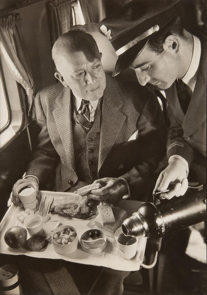 Margaret Bourke-White Silver Gelatin, TWA Cabin Meal: Margaret Bourke-White American, 1904-1971 Untitled TWA photograph, circa 1936-38 Silver gelatin print 9 3/4" x 7" (image size) Pioneering photojournalist and industrial photographer Margaret Bourke-Wh