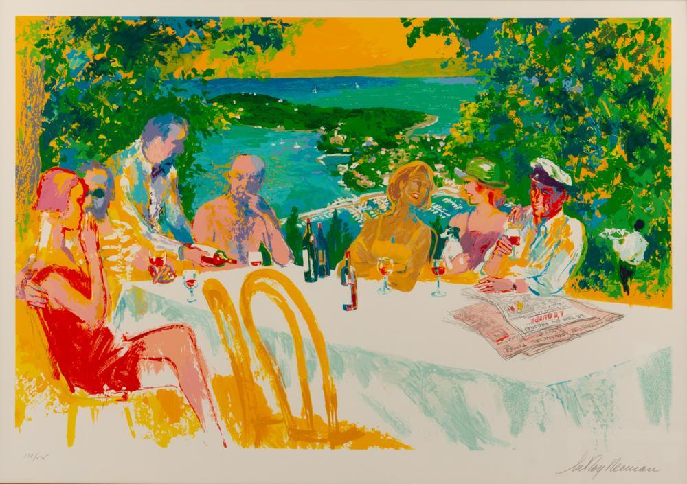 LeRoy Neiman Signed Serigraph, 'Wine Alfresco' (2000): LeRoy Neiman (American, 1921-2012) Wine Alfresco, 2000 Serigraph on paper 21 1/2" x 32 1/2" (image size) In characteristic form, the artist offers a colorful glimpse of la dolce vita with