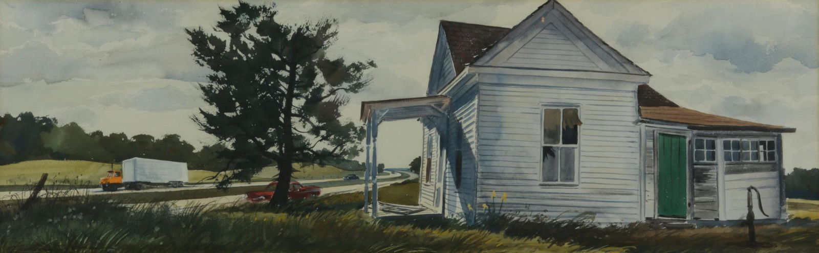 Frederic James 'House by a Highway' Watercolor (1 of 8)