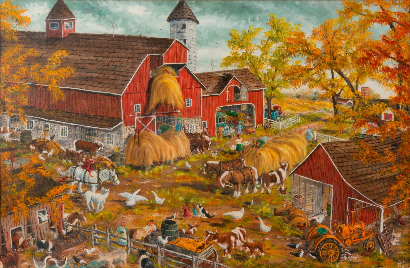Gerald Nees "Putting Hay for the Winter" Oil (1 of 12)