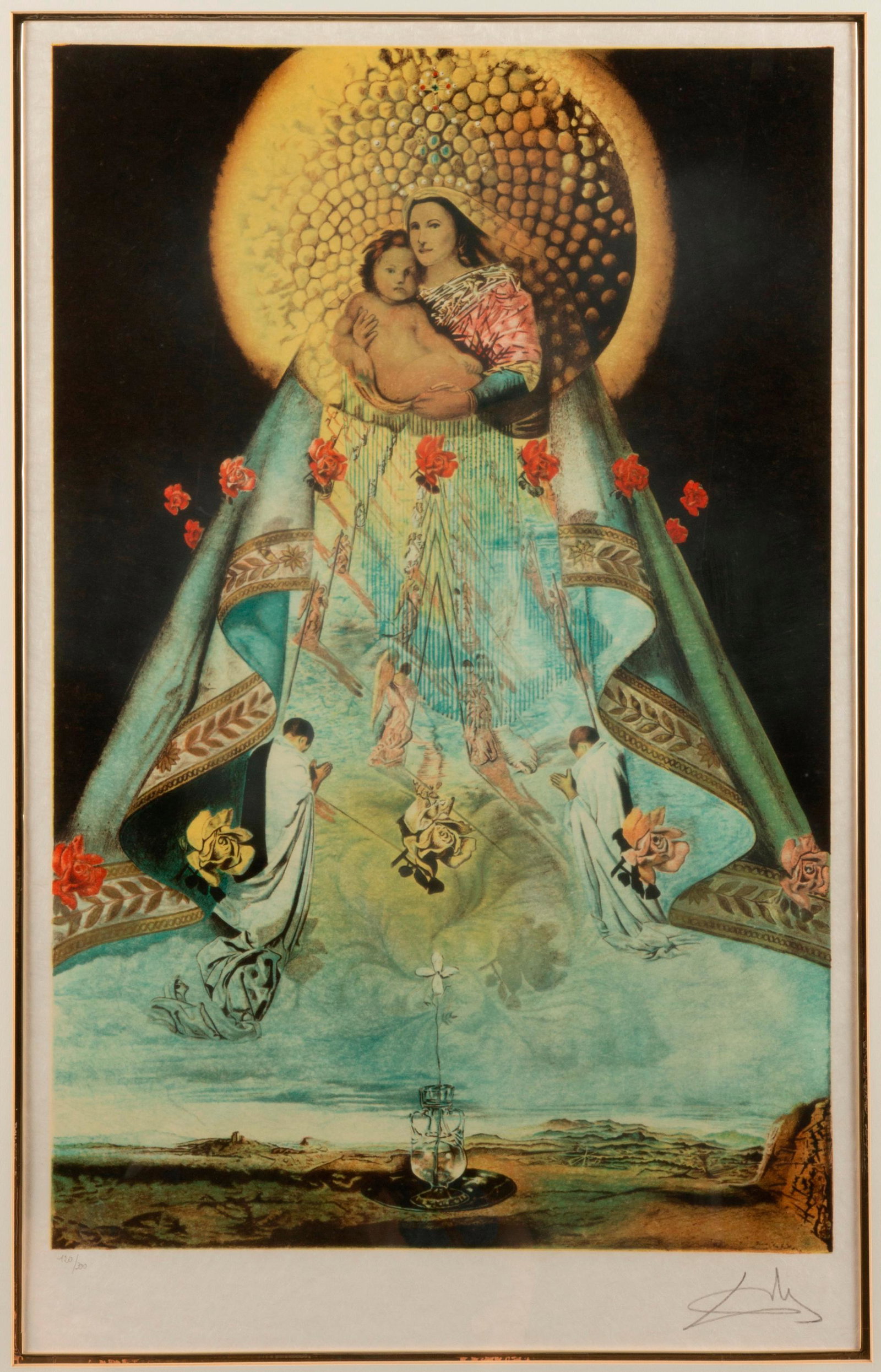 SALVADOR DALI (After) / The Virgin of Guadalupe (1959): Salvador DaliÂ¬â€ (after) (Spanish, 1904-1989) The Virgin of Guadalupe, 1959 Color lithograph on mulberry paper 26" x 17" Numbered from an unauthorized edition (#120/300) to the b