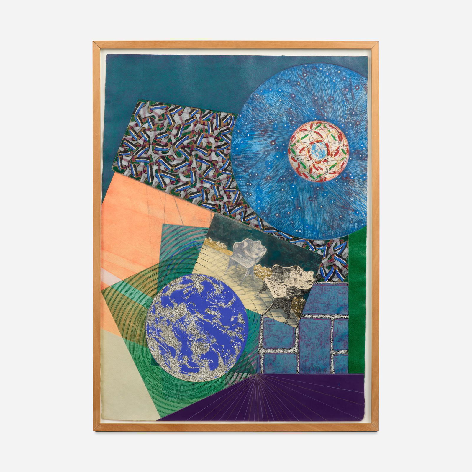 ZIGMUNDS PRIEDE / Where Silence Speaks of Things Undone: Zigmunds Priede (Latvian-American, b. 1935) Where Silence Speaks of Things Undone, (no date) Mixed media collage (intaglio, collograph, litho, tempera, serigraph, and watercolor) 30" x 22"