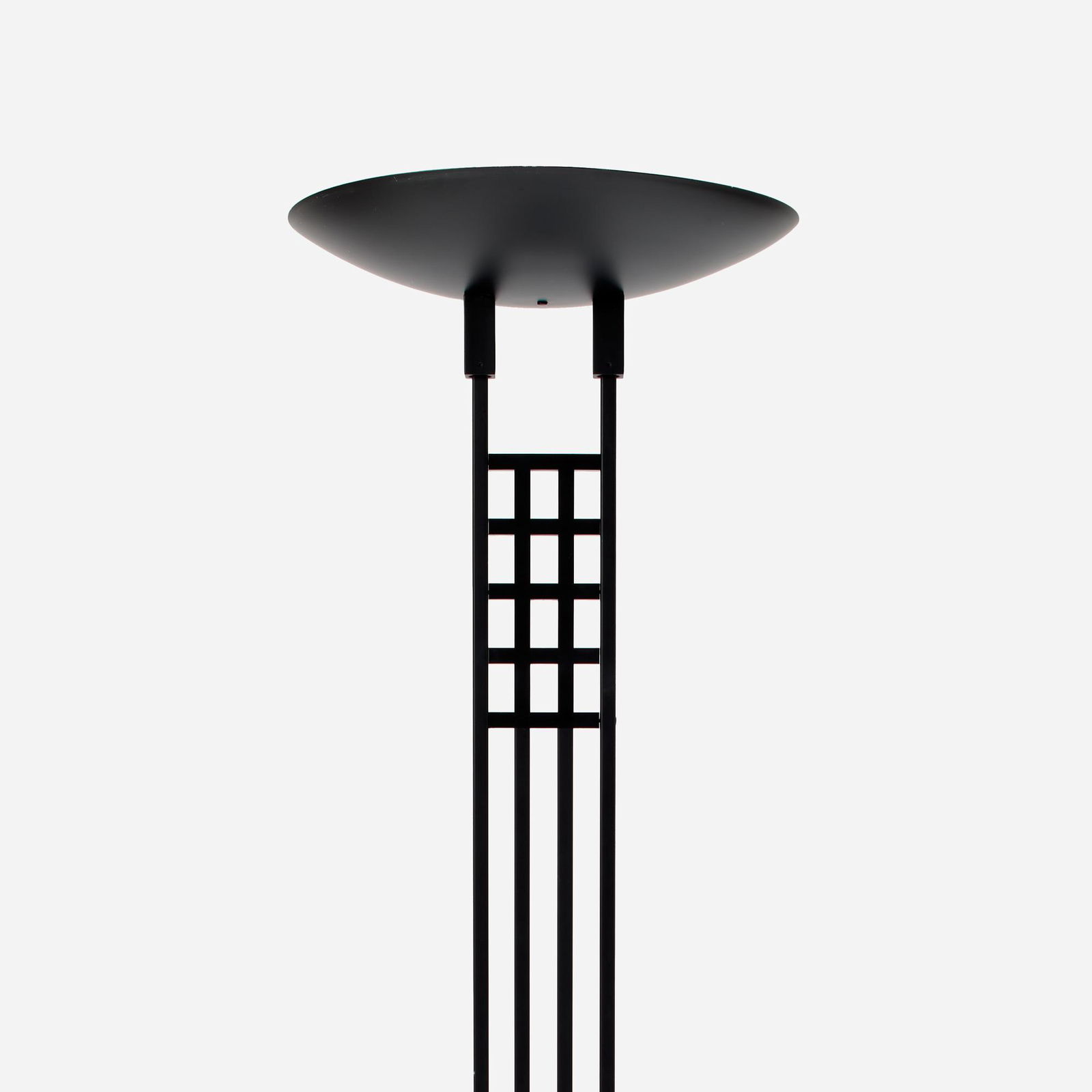 ROBERT SONNEMAN / George Kovacs "Mack" Torchiere (1987): A "Mack" torchiere floor lamp by George Kovacs Lighting Inc., designed by Robert Sonneman (American, b. 1943) in homage to architect and designer Charles Rennie Mackintosh (Scottish, 1868-1928). Foot