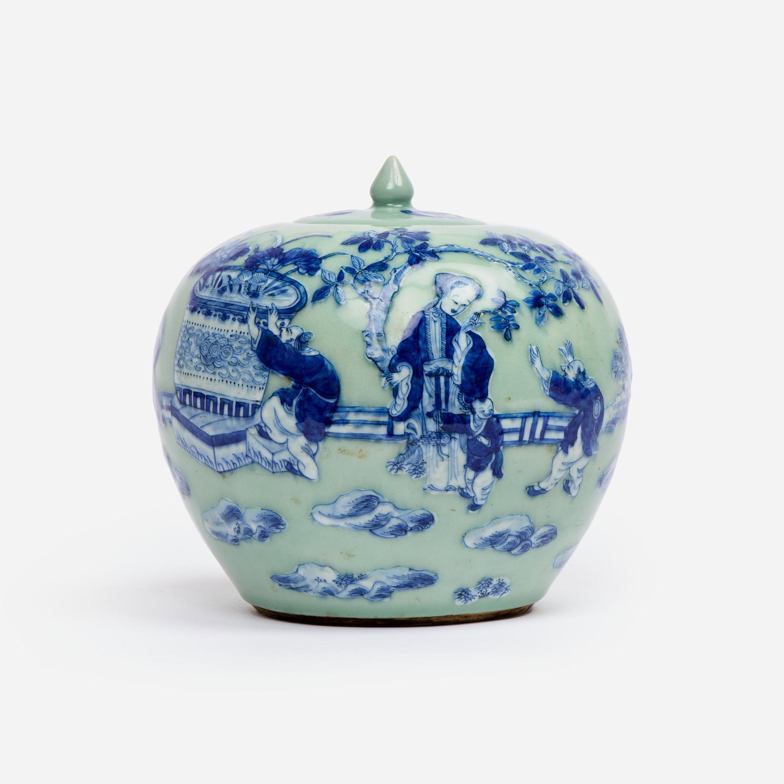 Finely Painted B&W Ginger Jar with Celadon Ground (1 of 9)