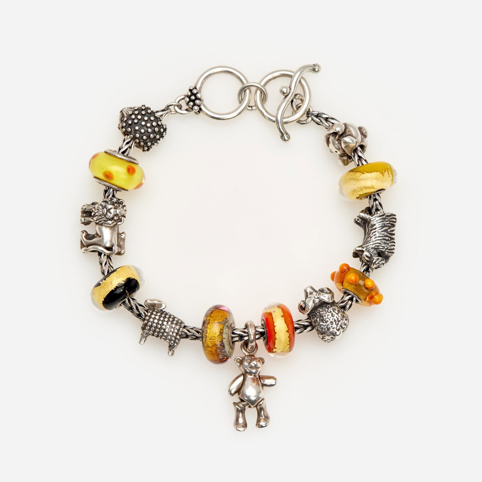Pandora Trollbeads Charm Bracelet: Ster. Animal, Murano (1 of 5)
