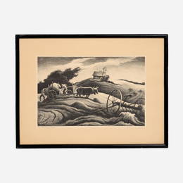 THOMAS HART BENTON "New England Farm" (1951 Lithograph)