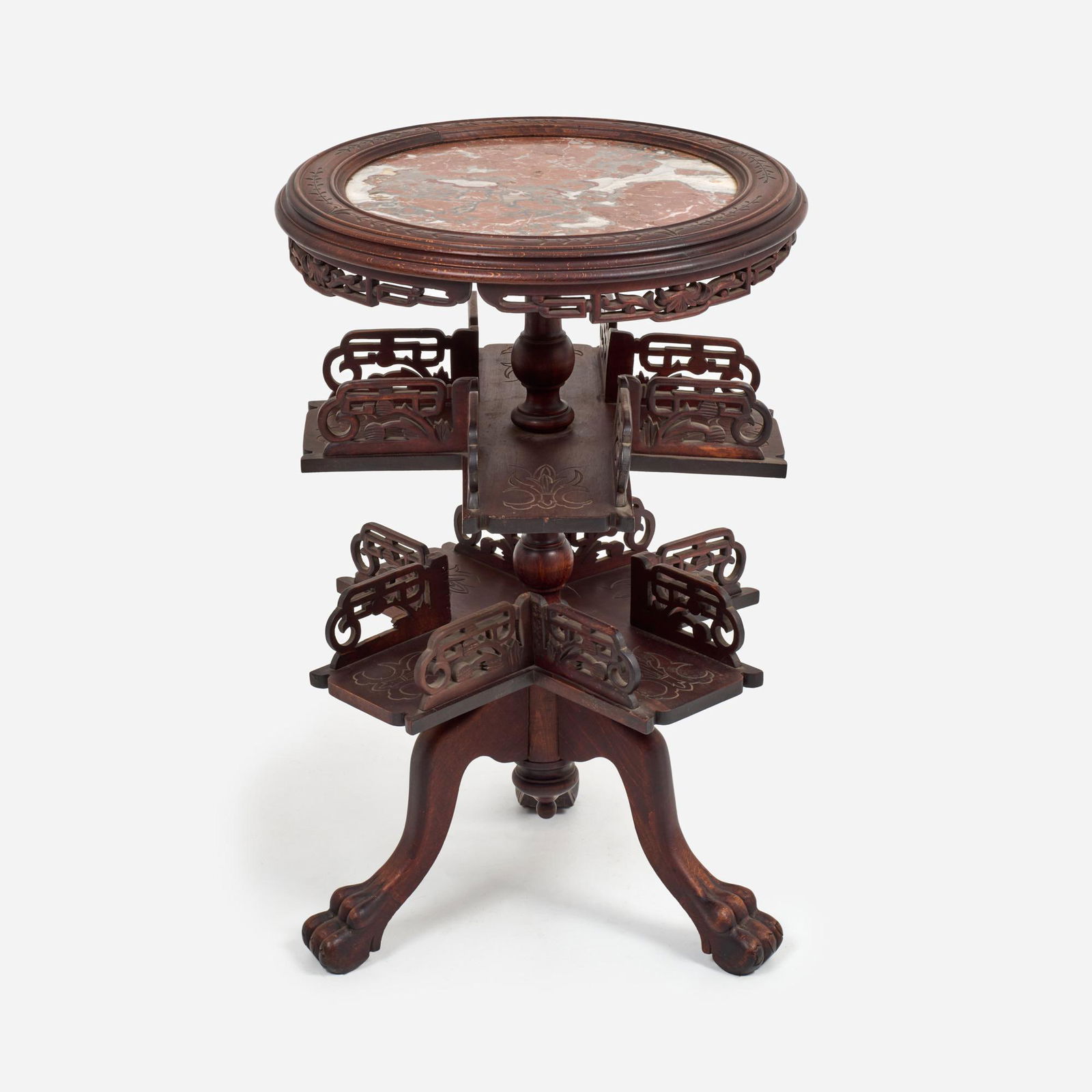 Aesthetic Movement Revolving Book Stand with Marble Top (1 of 7)