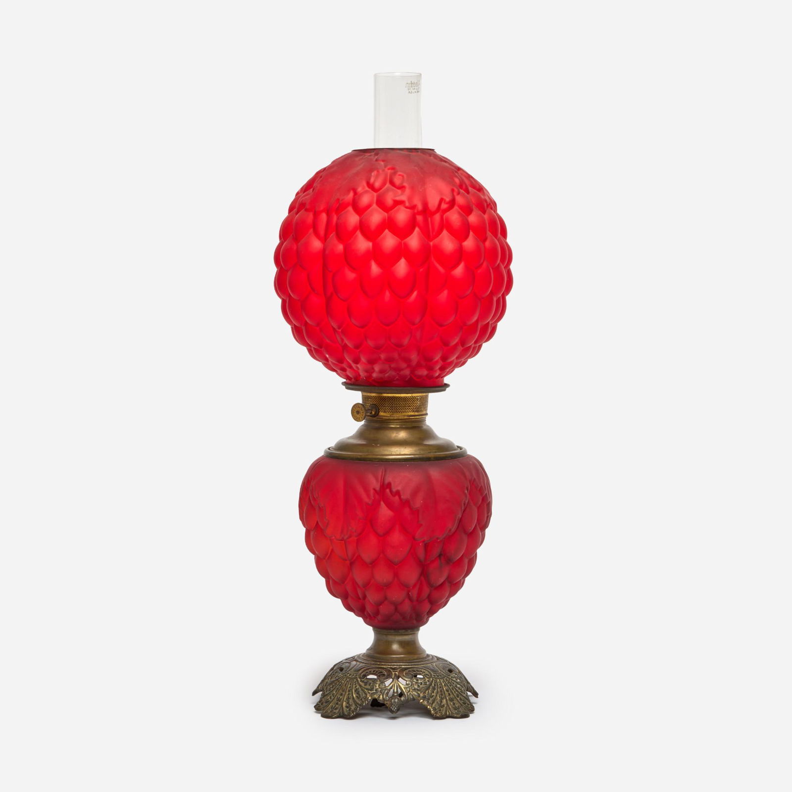 "Gone with the Wind" Red Satin Glass Lamp (1 of 7)