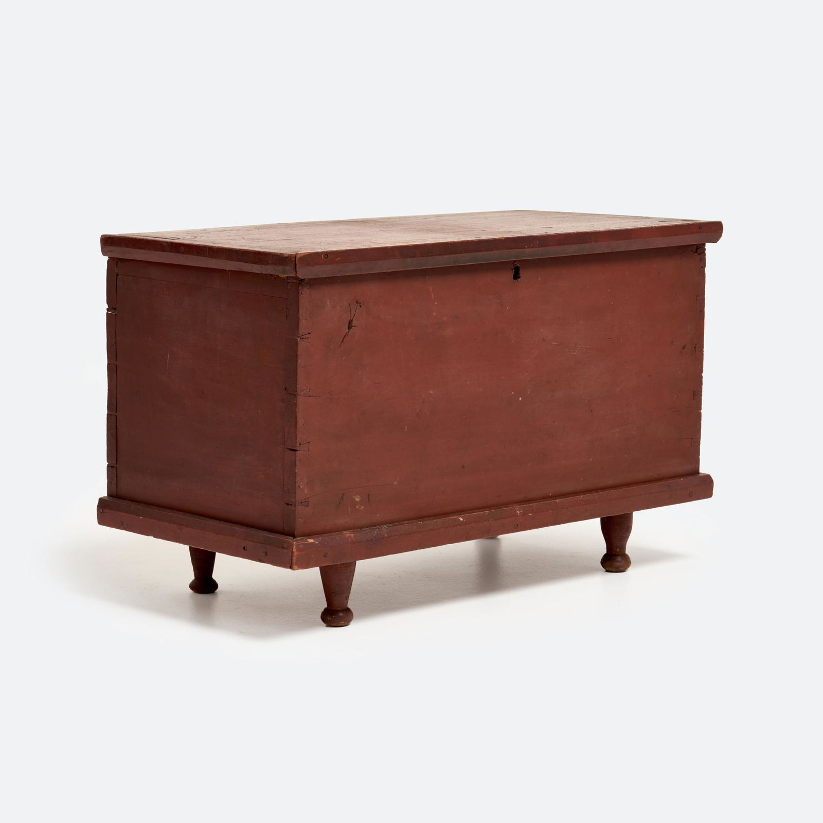 Small Red-Painted Pine Blanket Chest, Early 19th c. (1 of 11)