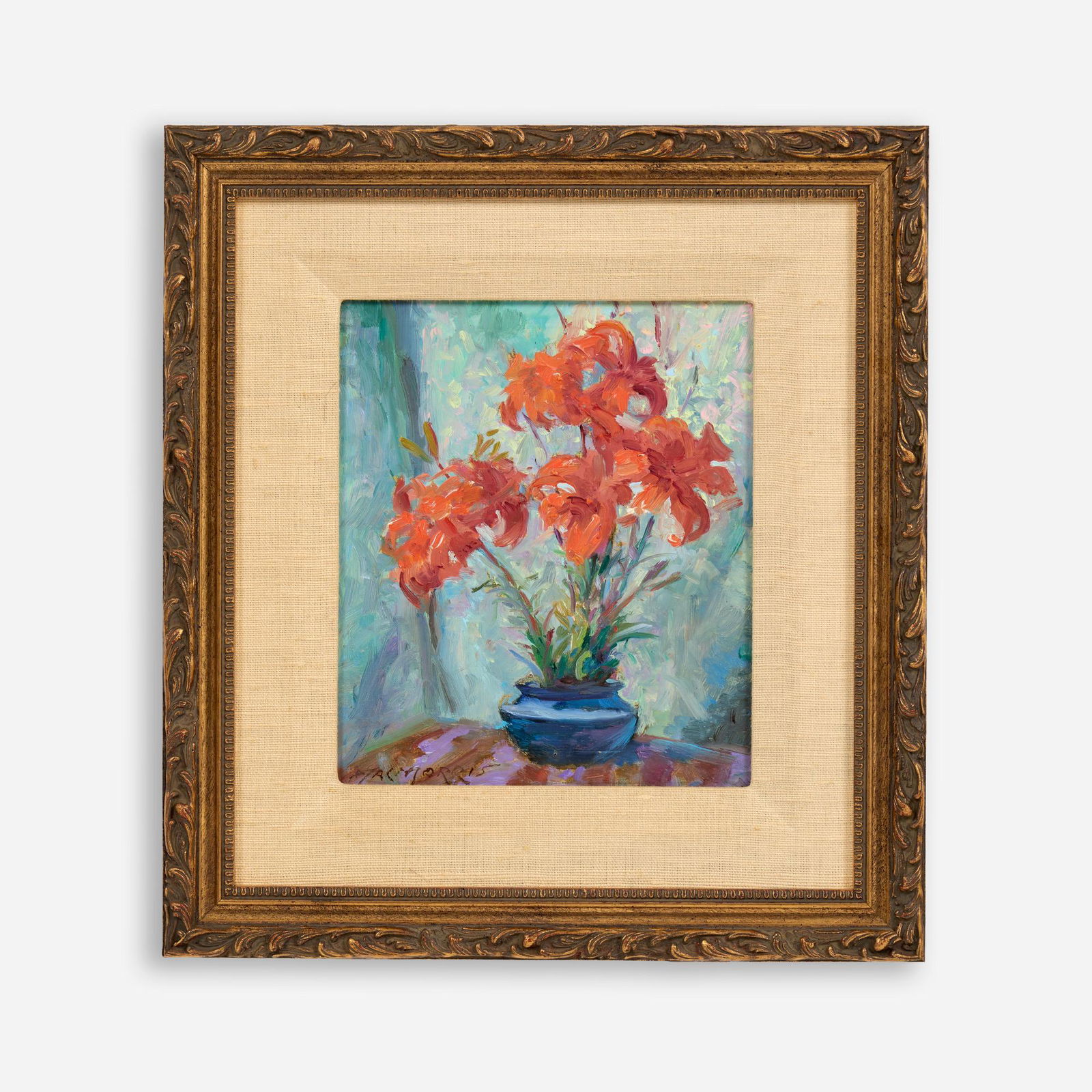 DANIEL MACMORRIS "Tiger Lilies, Blue Vase" (Oil on Board) (1 of 7)