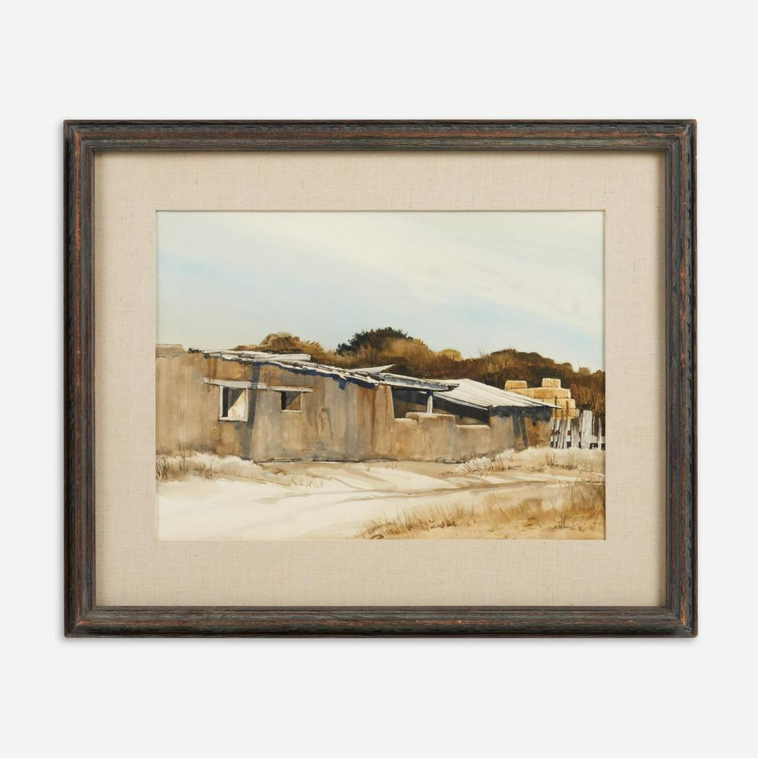 MORRIS RIPPEL "Baled Hay" (1975 Watercolor): Morris Rippel (New Mexico/ Arizona, 1930-2009) Baled Hay, circa 1975 Watercolor on paper 17 1/4" x 23 1/2" Signed to the bottom right corner, signed and titled to the reverse. Pre