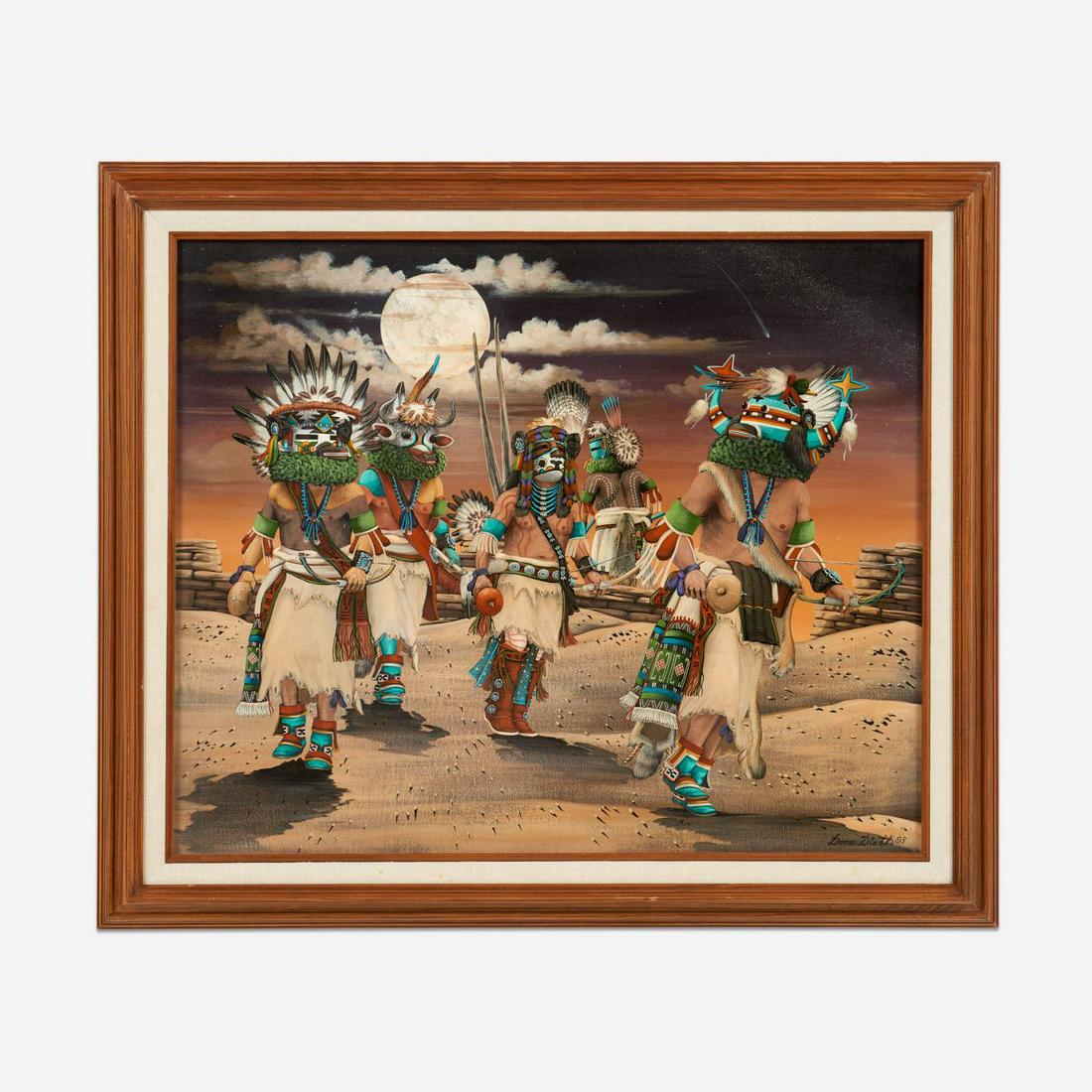 DUANE DISHTA "Mixed Kachinas Leaving the Kiva" (1993 Acrylic) (1 of 13)