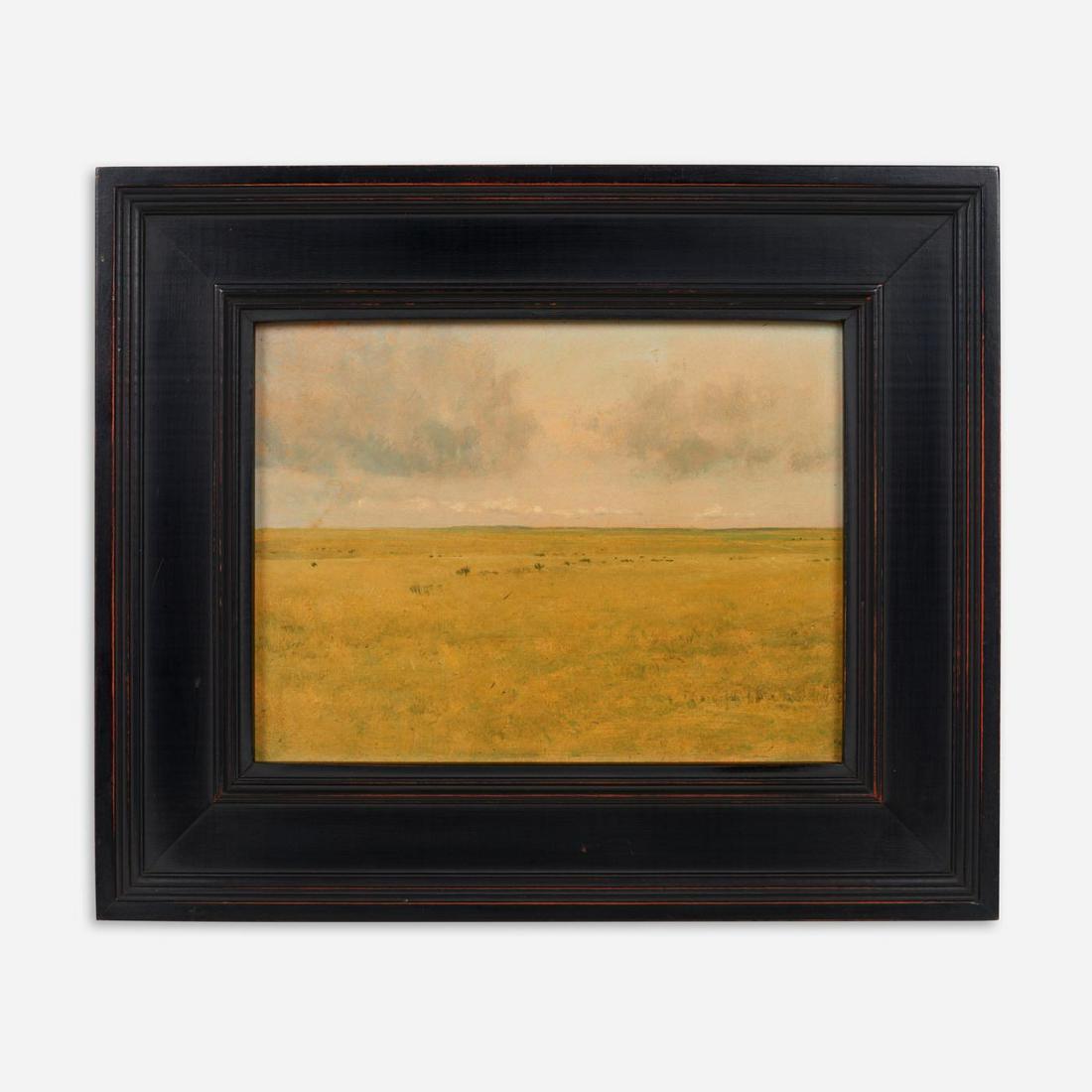 JEFF AELING "Oustdie Clayton, NM" (Oil on Board): Jeff Aeling (Missouri/ Iowa, b. 1958) Outside Clayton, New Mexico, 1991 Oil on board 9" x 12" Signed, dated, and titled to the reverse. Presented in a frame that measures 15"