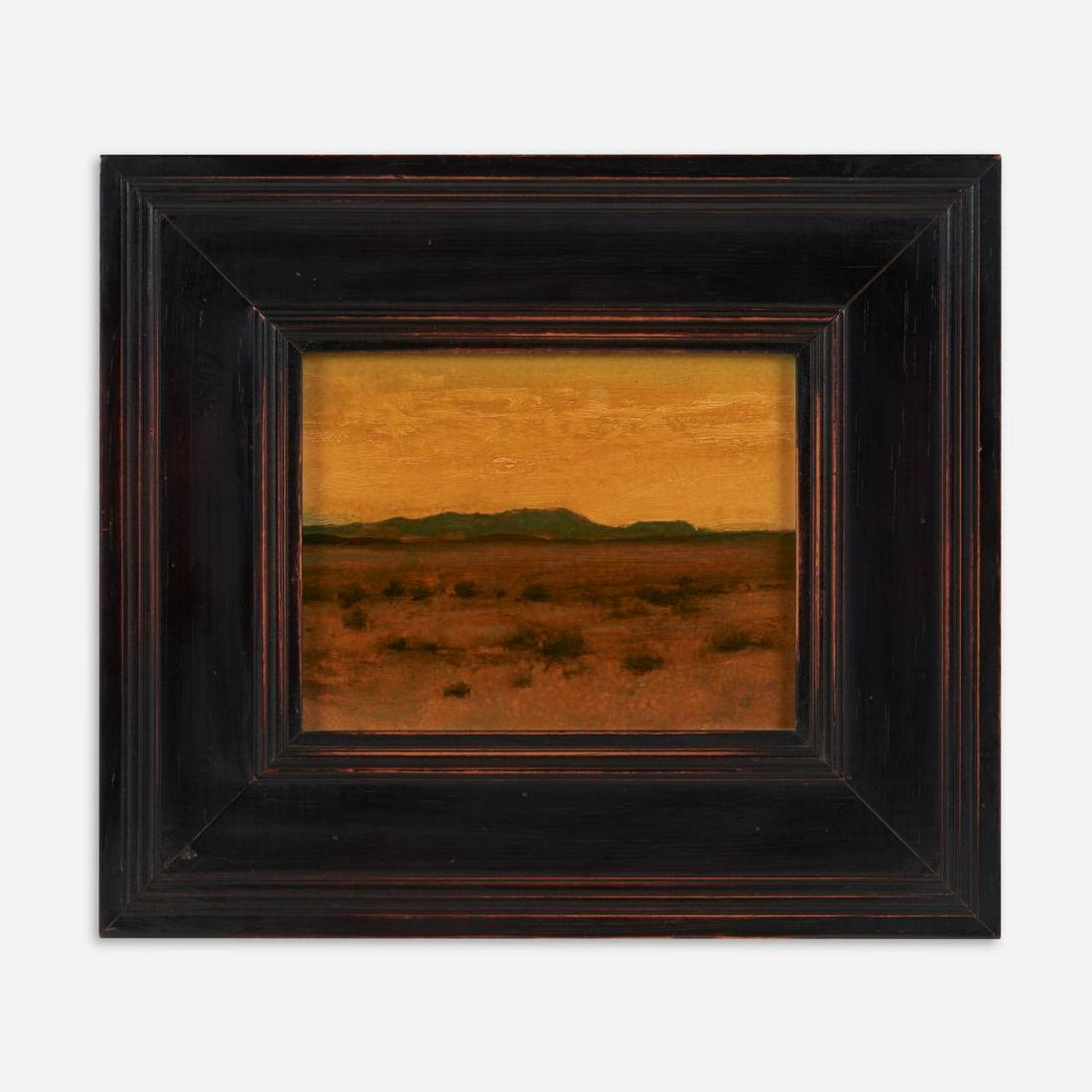 JEFF AELING "North Central, N.M." (Oil on Board): Jeff Aeling (Missouri/ Iowa, b. 1958) North Central, New Mexico, 1996 Oil on board 6" x 8" Signed, titled, and dated to the reverse. Presented in a frame that measures 11 1/2"
