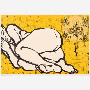 AKIO TAKAMORI "Western Paradise" (1996 Color Litho): Akio Takamori (Japanese-American, 1950-2017) Western Paradise, 1996 Color lithograph with chine colle on Arches paper 24.75" x 33.5" (sheet) Pencil-signed, titled, dated, and numbered (#1