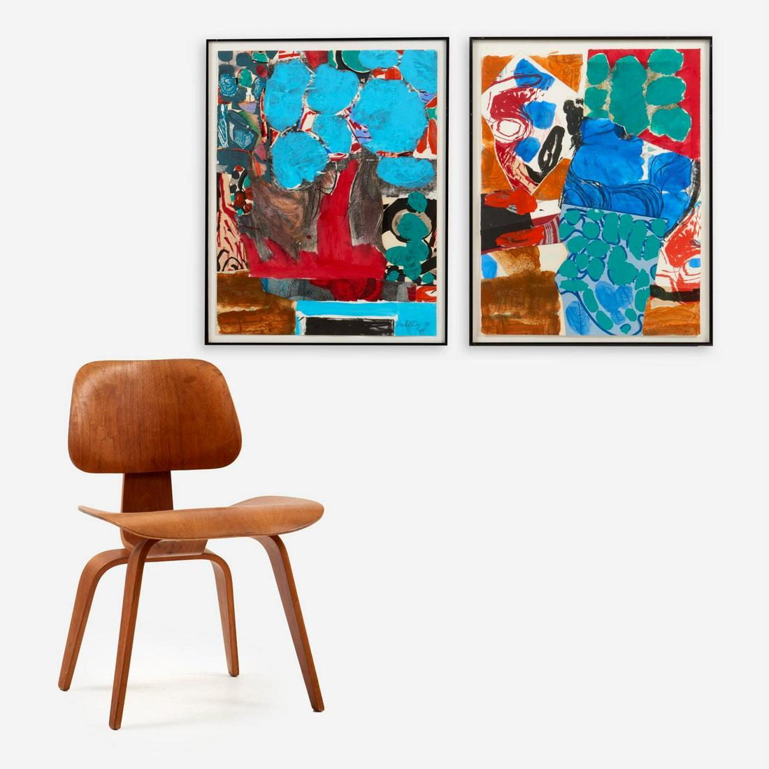 NICK VACCARO "Puffs" (1998) & "Floral Display" (1998): Nick Vaccaro (Kansas, 1931-2002) Puffs (1998) and Floral Display (1998) Two mixed media collages Each 26" x 20" Each signed and dated along the bottom, and titled to the reverse.