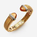 David Yurman 18k Wheaton Hinged Cuff Citrine Diamond Tips